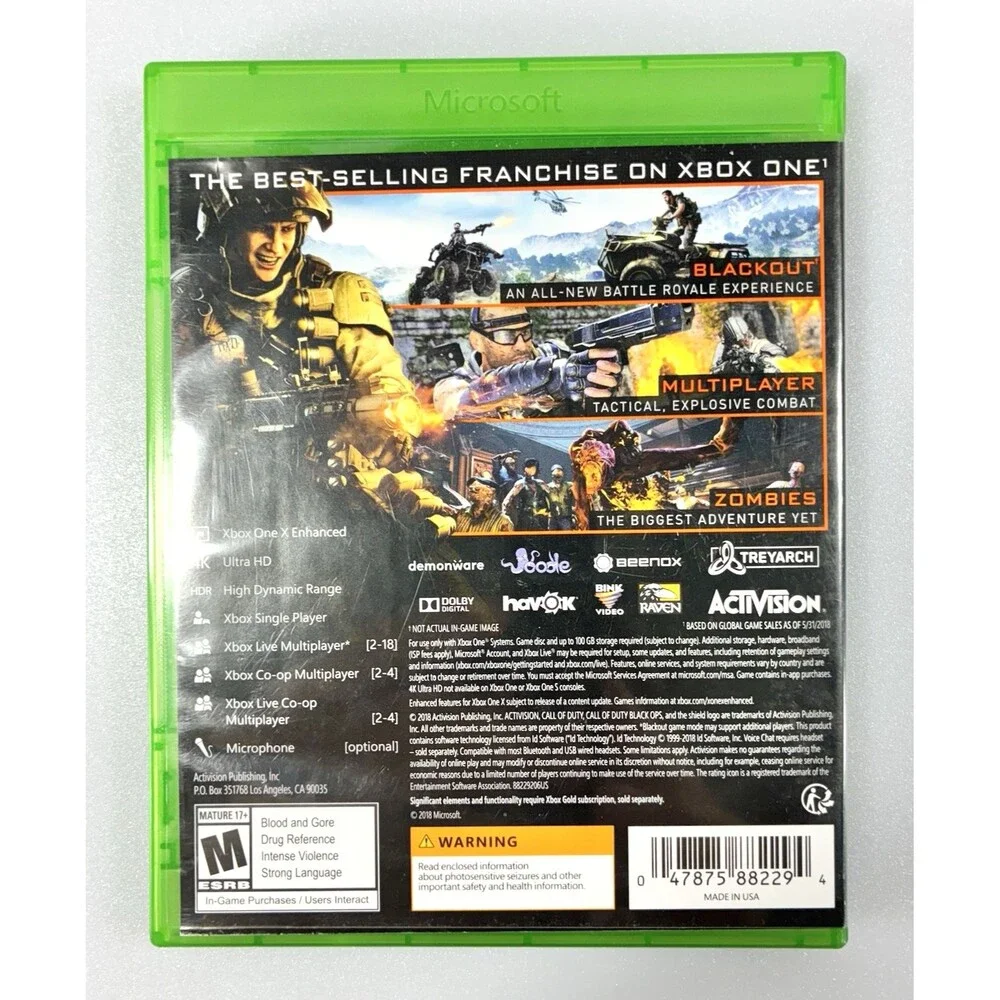 Call of Duty Black Ops 4 Microsoft Xbox One Disc & Case Tested